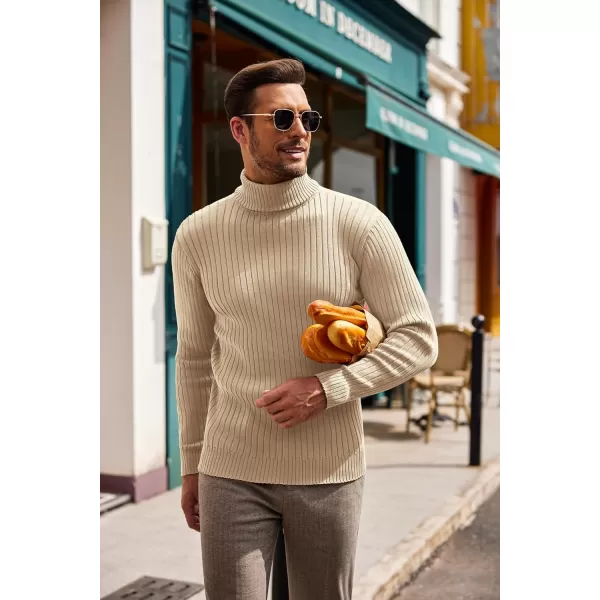 COOFANDY Men's Slim Fit Turtleneck Sweater Casual Pullover Sweater Lightweight Ribbed Sweater