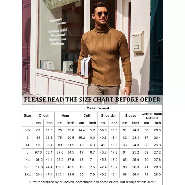 COOFANDY Men's Slim Fit Turtleneck Sweater Casual Pullover Sweater Lightweight Ribbed Sweater