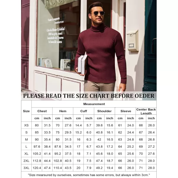 COOFANDY Men's Slim Fit Turtleneck Sweater Casual Pullover Sweater Lightweight Ribbed Sweater