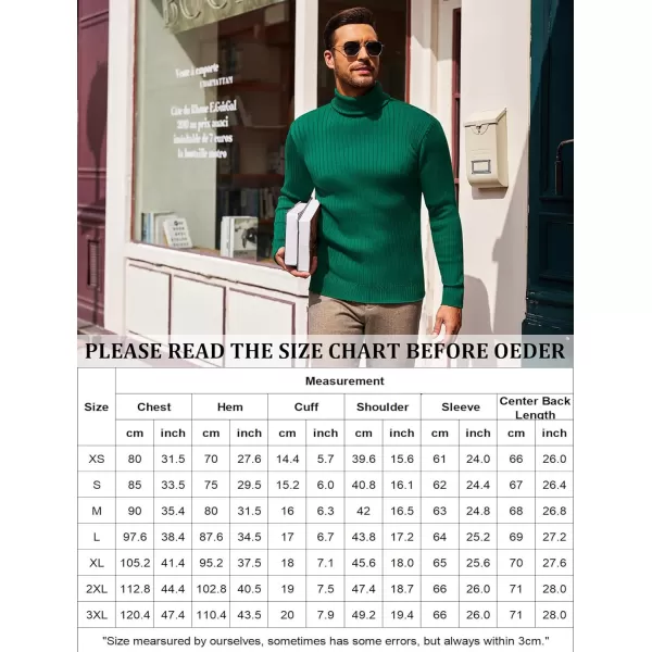 COOFANDY Men's Slim Fit Turtleneck Sweater Casual Pullover Sweater Lightweight Ribbed Sweater