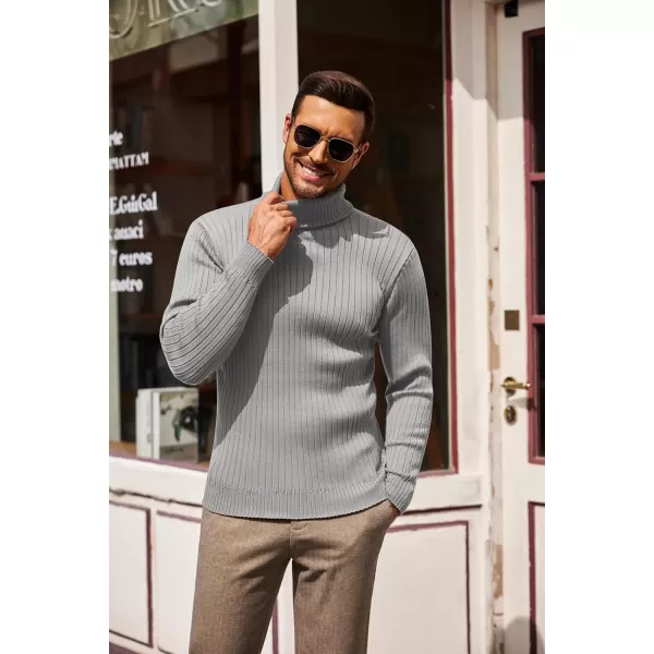 COOFANDY Men's Slim Fit Turtleneck Sweater Casual Pullover Sweater Lightweight Ribbed Sweater
