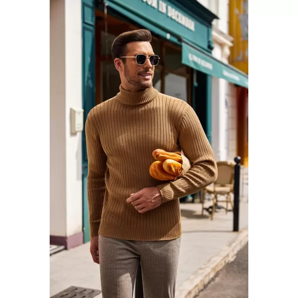 COOFANDY Men's Slim Fit Turtleneck Sweater Casual Pullover Sweater Lightweight Ribbed Sweater