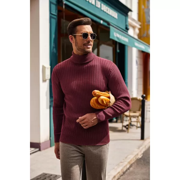 COOFANDY Men's Slim Fit Turtleneck Sweater Casual Pullover Sweater Lightweight Ribbed Sweater