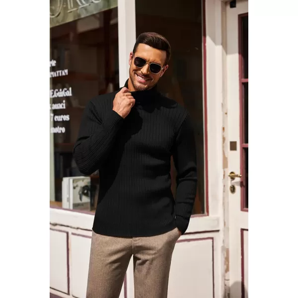 COOFANDY Men's Slim Fit Turtleneck Sweater Casual Pullover Sweater Lightweight Ribbed Sweater