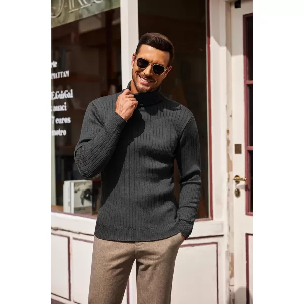 COOFANDY Men's Slim Fit Turtleneck Sweater Casual Pullover Sweater Lightweight Ribbed Sweater
