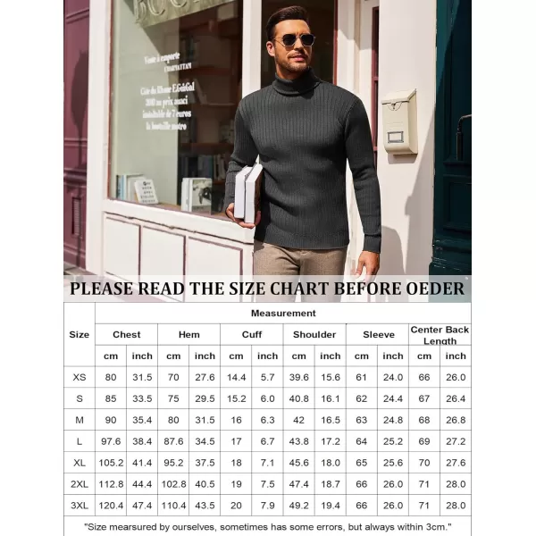 COOFANDY Men's Slim Fit Turtleneck Sweater Casual Pullover Sweater Lightweight Ribbed Sweater