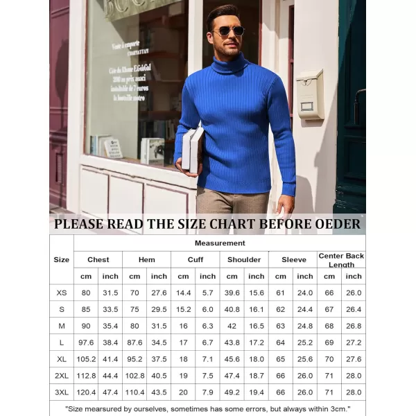 COOFANDY Men's Slim Fit Turtleneck Sweater Casual Pullover Sweater Lightweight Ribbed Sweater