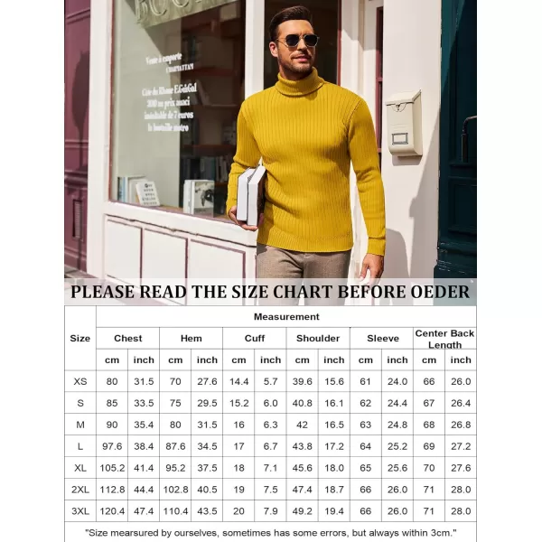 COOFANDY Men's Slim Fit Turtleneck Sweater Casual Pullover Sweater Lightweight Ribbed Sweater