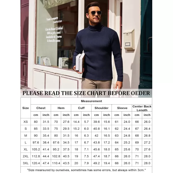 COOFANDY Men's Slim Fit Turtleneck Sweater Casual Pullover Sweater Lightweight Ribbed Sweater