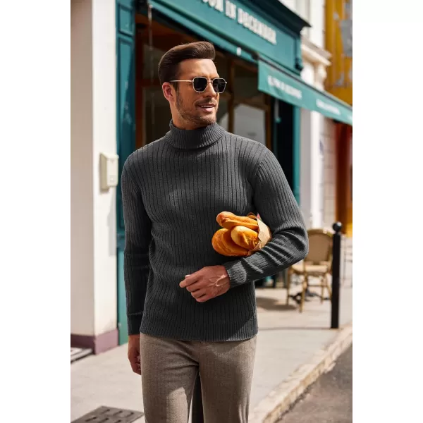 COOFANDY Men's Slim Fit Turtleneck Sweater Casual Pullover Sweater Lightweight Ribbed Sweater
