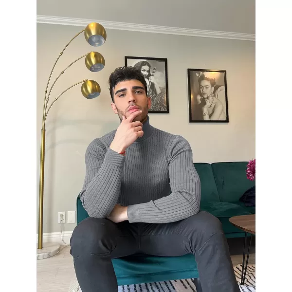 COOFANDY Men's Slim Fit Turtleneck Sweater Casual Twist Patterned Pullover Knitted Sweaters