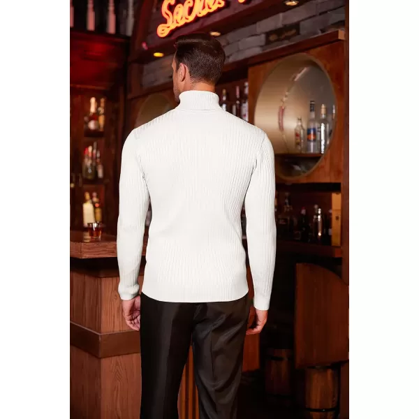 COOFANDY Men's Slim Fit Turtleneck Sweater Casual Twist Patterned Pullover Knitted Sweaters