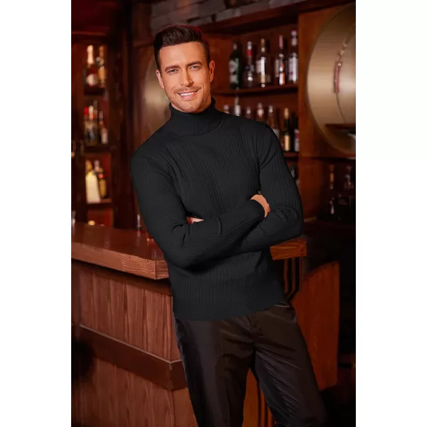 COOFANDY Men's Slim Fit Turtleneck Sweater Casual Twist Patterned Pullover Knitted Sweaters