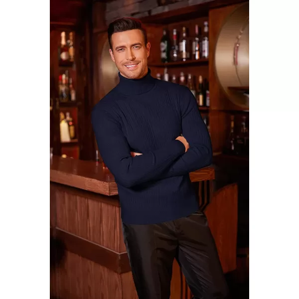 COOFANDY Men's Slim Fit Turtleneck Sweater Casual Twist Patterned Pullover Knitted Sweaters
