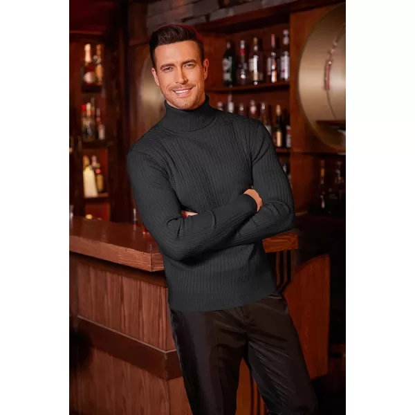 COOFANDY Men's Slim Fit Turtleneck Sweater Casual Twist Patterned Pullover Knitted Sweaters