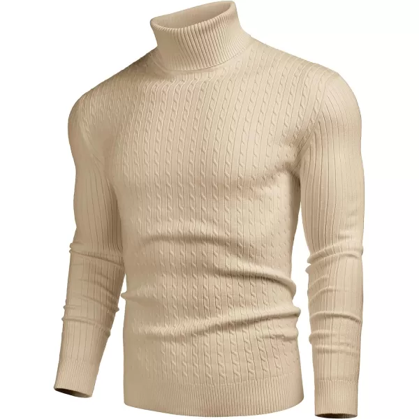 COOFANDY Men's Slim Fit Turtleneck Sweater Casual Twist Patterned Pullover Knitted Sweaters