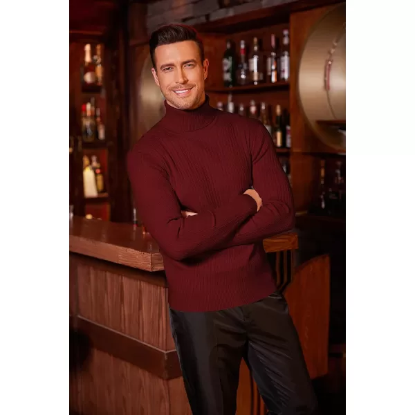 COOFANDY Men's Slim Fit Turtleneck Sweater Casual Twist Patterned Pullover Knitted Sweaters