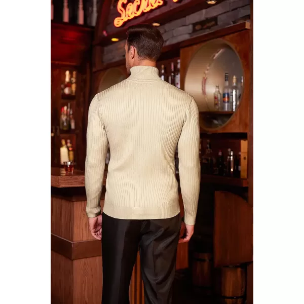 COOFANDY Men's Slim Fit Turtleneck Sweater Casual Twist Patterned Pullover Knitted Sweaters