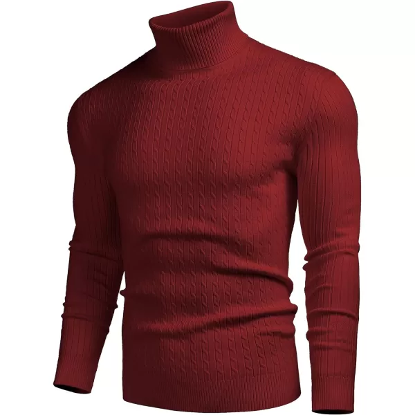 COOFANDY Men's Slim Fit Turtleneck Sweater Casual Twist Patterned Pullover Knitted Sweaters