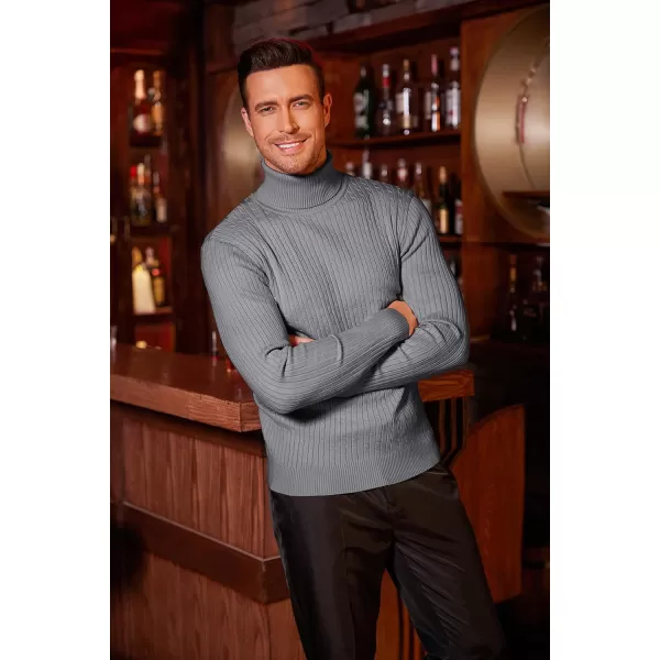 COOFANDY Men's Slim Fit Turtleneck Sweater Casual Twist Patterned Pullover Knitted Sweaters