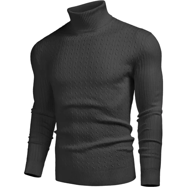 COOFANDY Men's Slim Fit Turtleneck Sweater Casual Twist Patterned Pullover Knitted Sweaters