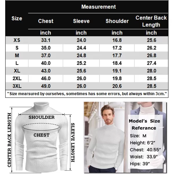COOFANDY Men's Slim Fit Turtleneck Sweater Casual Twist Patterned Pullover Knitted Sweaters
