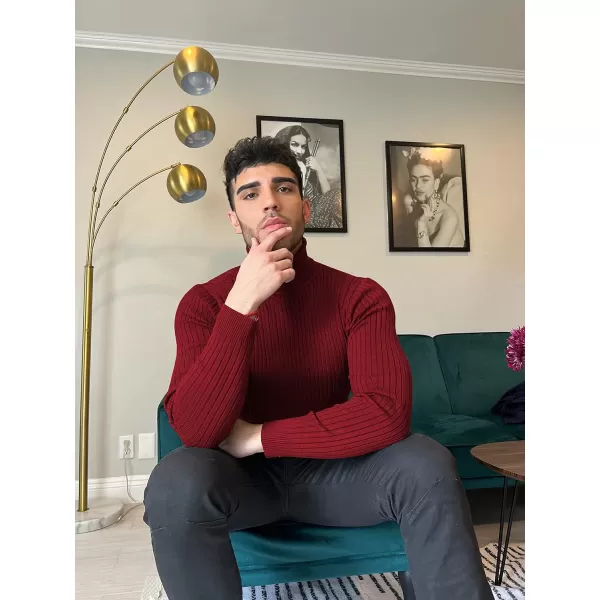 COOFANDY Men's Slim Fit Turtleneck Sweater Casual Twist Patterned Pullover Knitted Sweaters