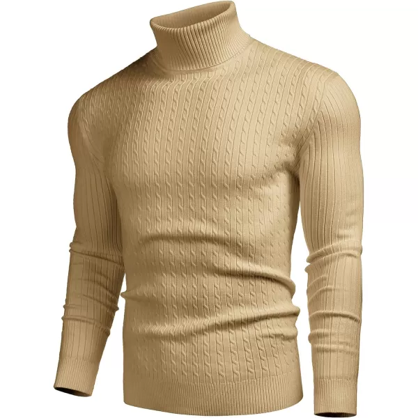 COOFANDY Men's Slim Fit Turtleneck Sweater Casual Twist Patterned Pullover Knitted Sweaters