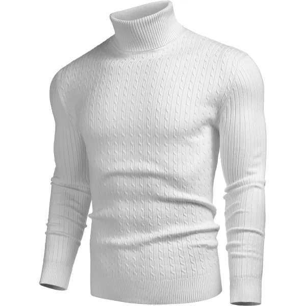 COOFANDY Men's Slim Fit Turtleneck Sweater Casual Twist Patterned Pullover Knitted Sweaters