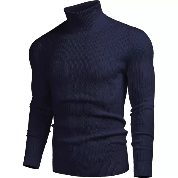 COOFANDY Men's Slim Fit Turtleneck Sweater Casual Twist Patterned Pullover Knitted Sweaters