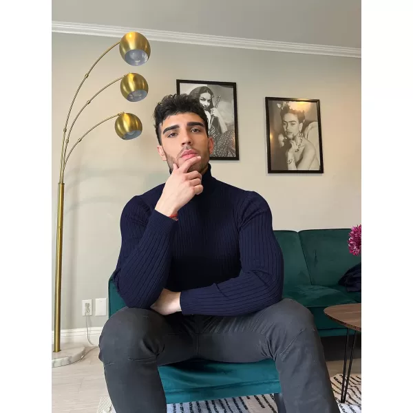 COOFANDY Men's Slim Fit Turtleneck Sweater Casual Twist Patterned Pullover Knitted Sweaters