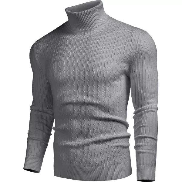 COOFANDY Men's Slim Fit Turtleneck Sweater Casual Twist Patterned Pullover Knitted Sweaters