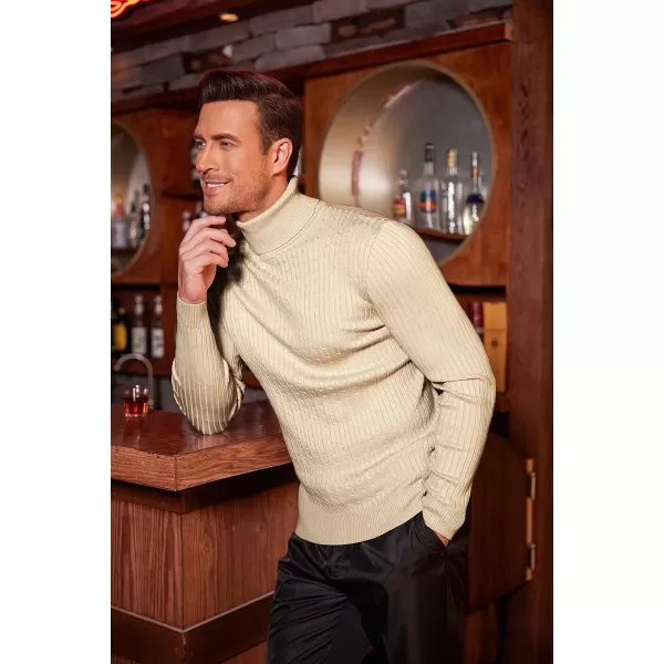 COOFANDY Men's Slim Fit Turtleneck Sweater Casual Twist Patterned Pullover Knitted Sweaters