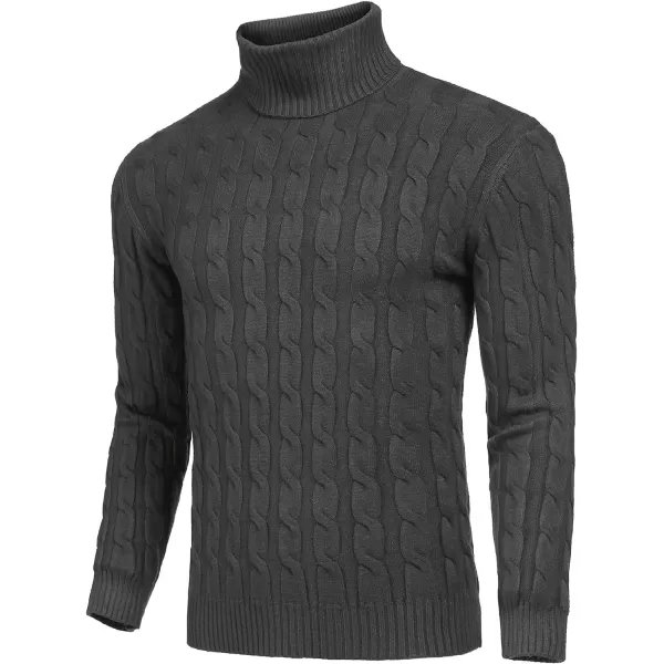 COOFANDY Men's Slim Fit Turtleneck Sweater Casual Twisted Knitted Pullover Sweaters