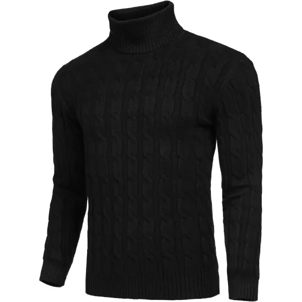 COOFANDY Men's Slim Fit Turtleneck Sweater Casual Twisted Knitted Pullover Sweaters