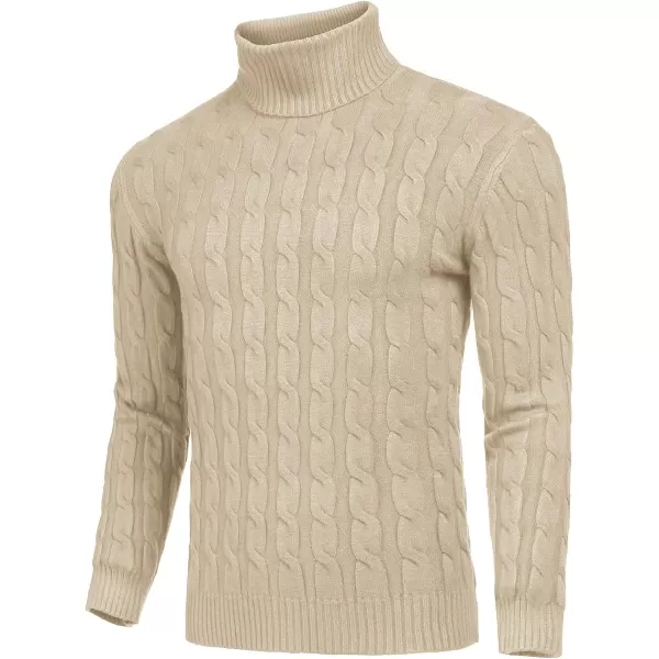 COOFANDY Men's Slim Fit Turtleneck Sweater Casual Twisted Knitted Pullover Sweaters