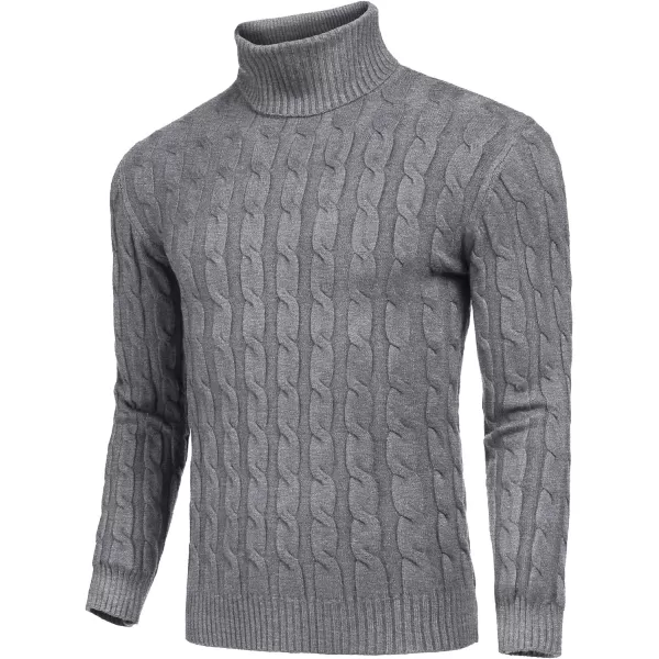 COOFANDY Men's Slim Fit Turtleneck Sweater Casual Twisted Knitted Pullover Sweaters