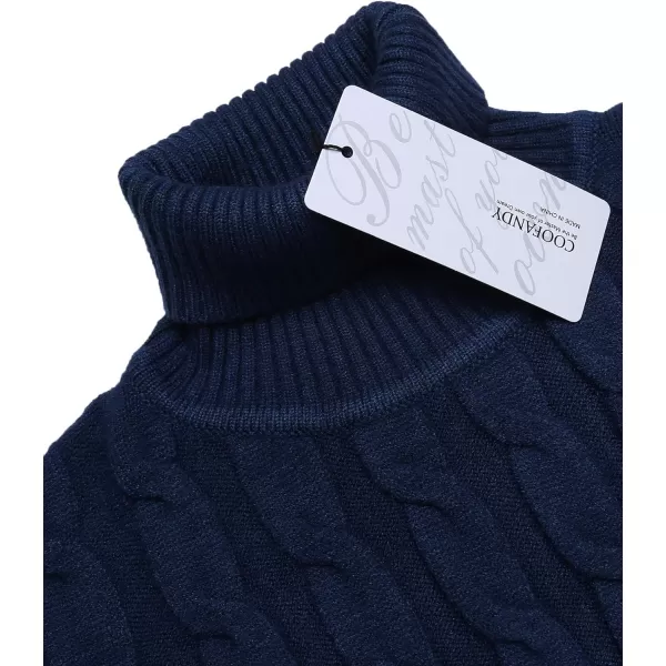 COOFANDY Men's Slim Fit Turtleneck Sweater Casual Twisted Knitted Pullover Sweaters