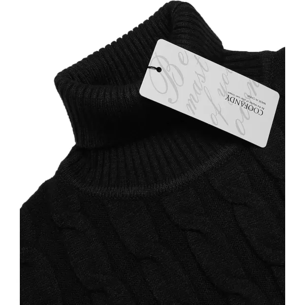COOFANDY Men's Slim Fit Turtleneck Sweater Casual Twisted Knitted Pullover Sweaters