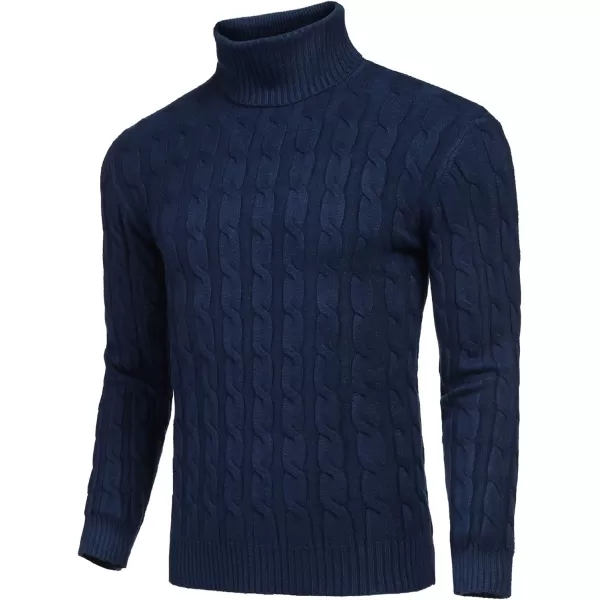 COOFANDY Men's Slim Fit Turtleneck Sweater Casual Twisted Knitted Pullover Sweaters