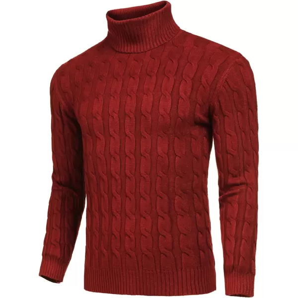 COOFANDY Men's Slim Fit Turtleneck Sweater Casual Twisted Knitted Pullover Sweaters