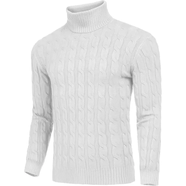 COOFANDY Men's Slim Fit Turtleneck Sweater Casual Twisted Knitted Pullover Sweaters