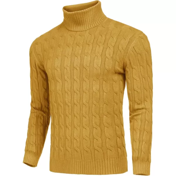 COOFANDY Men's Slim Fit Turtleneck Sweater Casual Twisted Knitted Pullover Sweaters