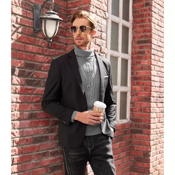 COOFANDY Men's Slim Fit Turtleneck Sweater Casual Warm Twisted Knitted Pullover Sweaters