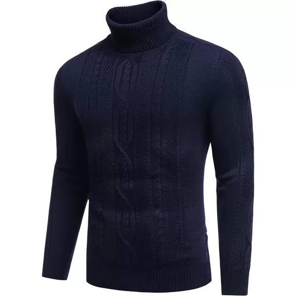 COOFANDY Men's Slim Fit Turtleneck Sweater Casual Warm Twisted Knitted Pullover Sweaters