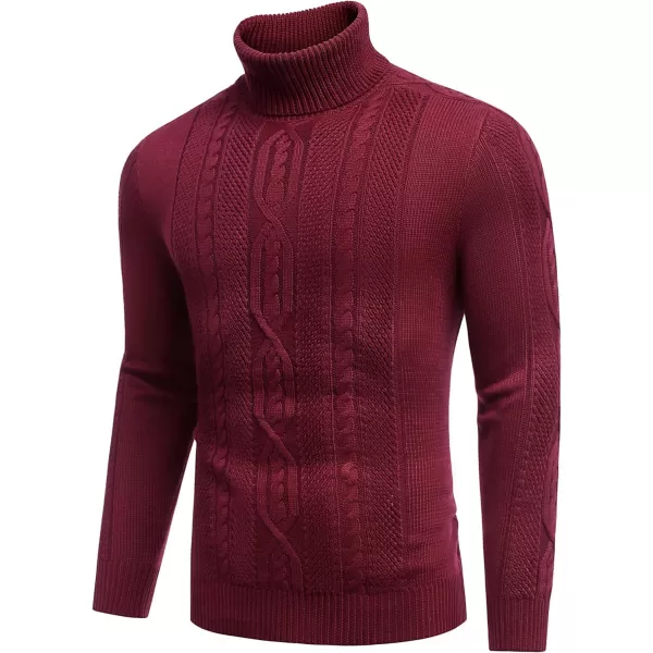 COOFANDY Men's Slim Fit Turtleneck Sweater Casual Warm Twisted Knitted Pullover Sweaters