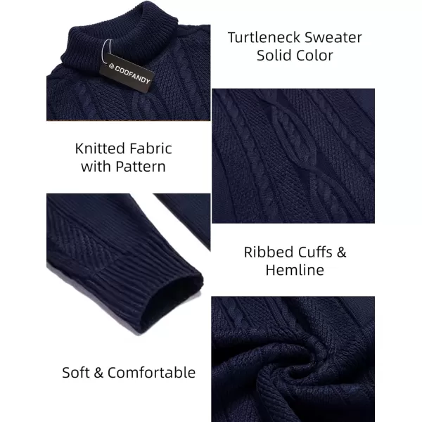 COOFANDY Men's Slim Fit Turtleneck Sweater Casual Warm Twisted Knitted Pullover Sweaters