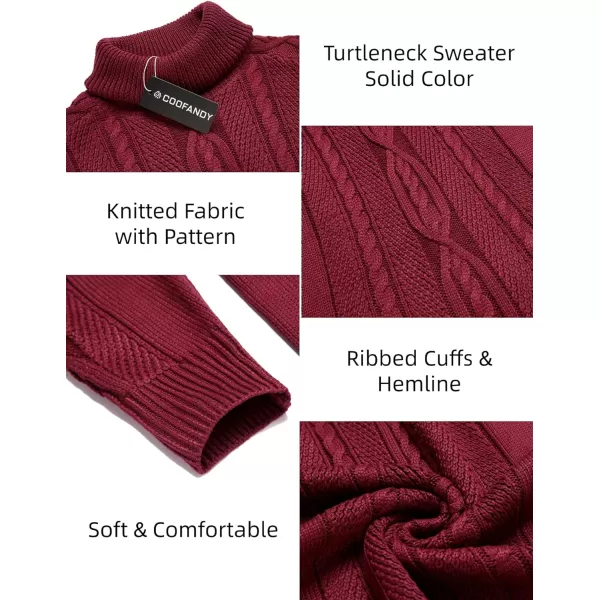 COOFANDY Men's Slim Fit Turtleneck Sweater Casual Warm Twisted Knitted Pullover Sweaters