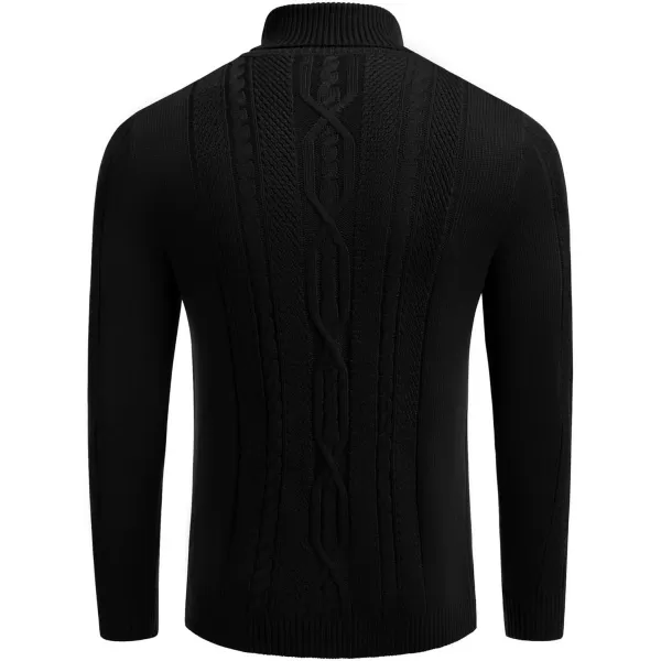 COOFANDY Men's Slim Fit Turtleneck Sweater Casual Warm Twisted Knitted Pullover Sweaters