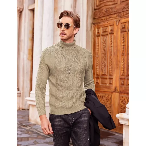 COOFANDY Men's Slim Fit Turtleneck Sweater Casual Warm Twisted Knitted Pullover Sweaters